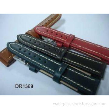 Oil Leather / Korea Plain Leather Wrist Watch Straps, Stron